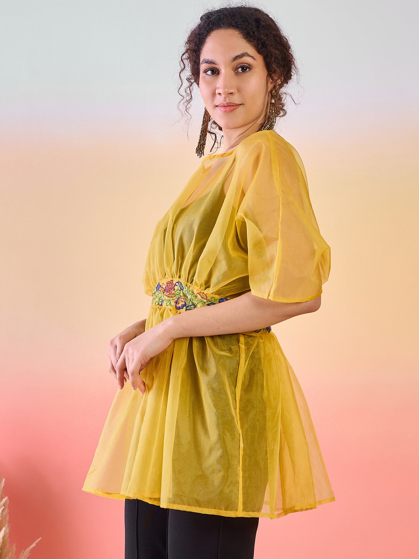 Yellow Embroidered Tunic