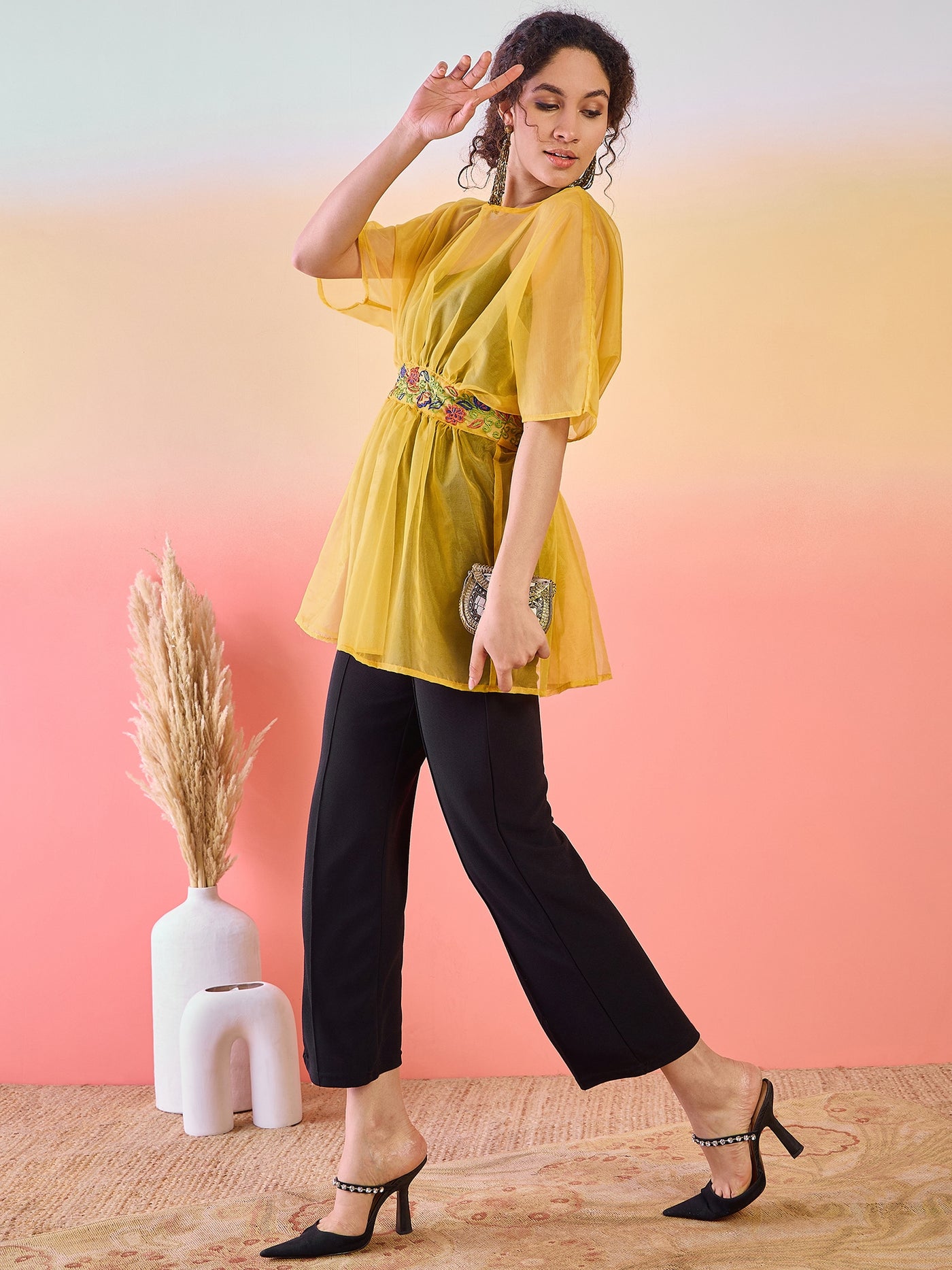 Yellow Embroidered Tunic