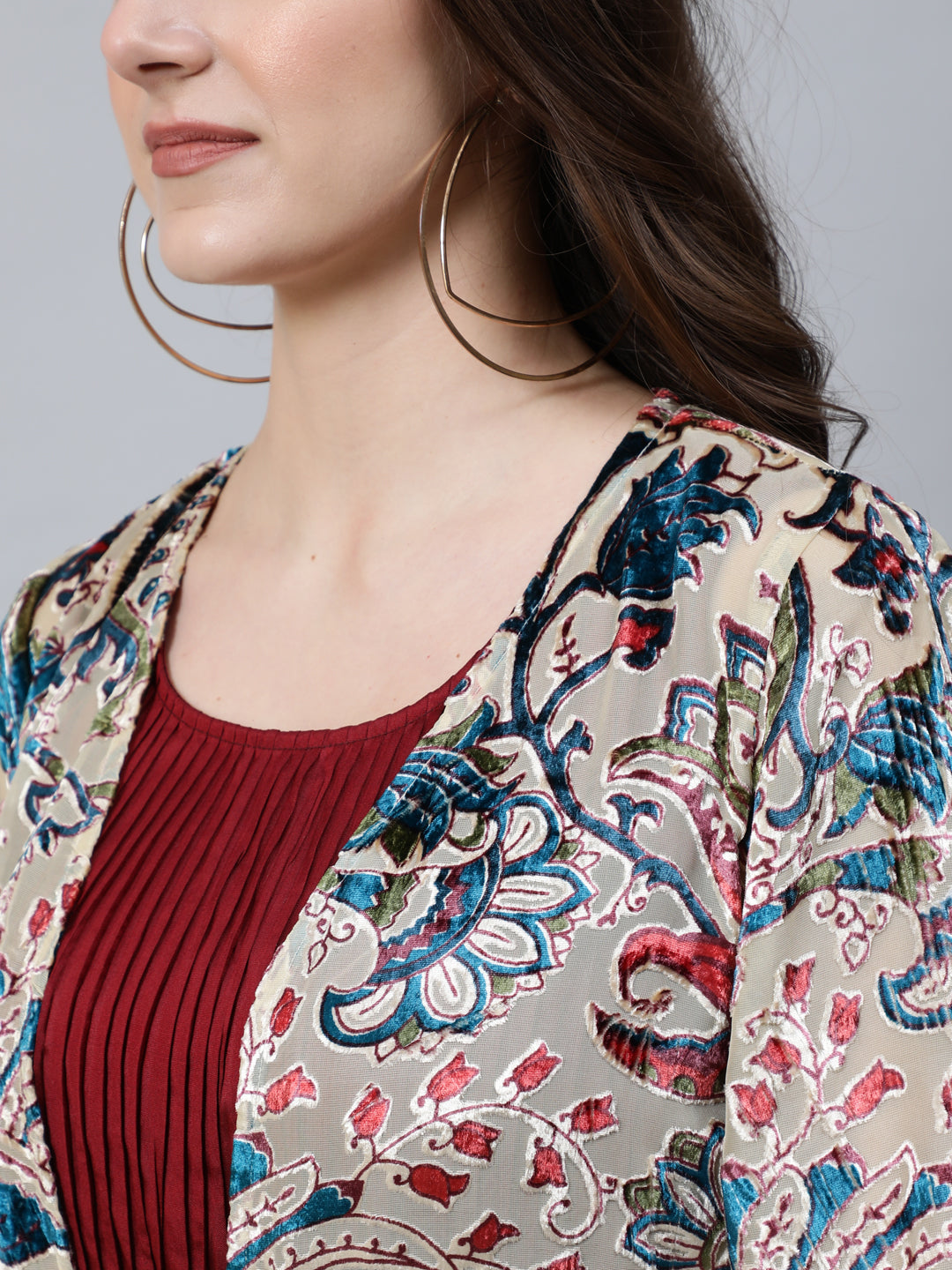 Multicolor Velvet Barsso Floral Design Jacket