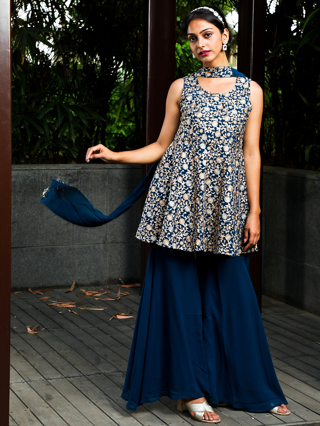 Blue Kurta Sharara With Dupatta