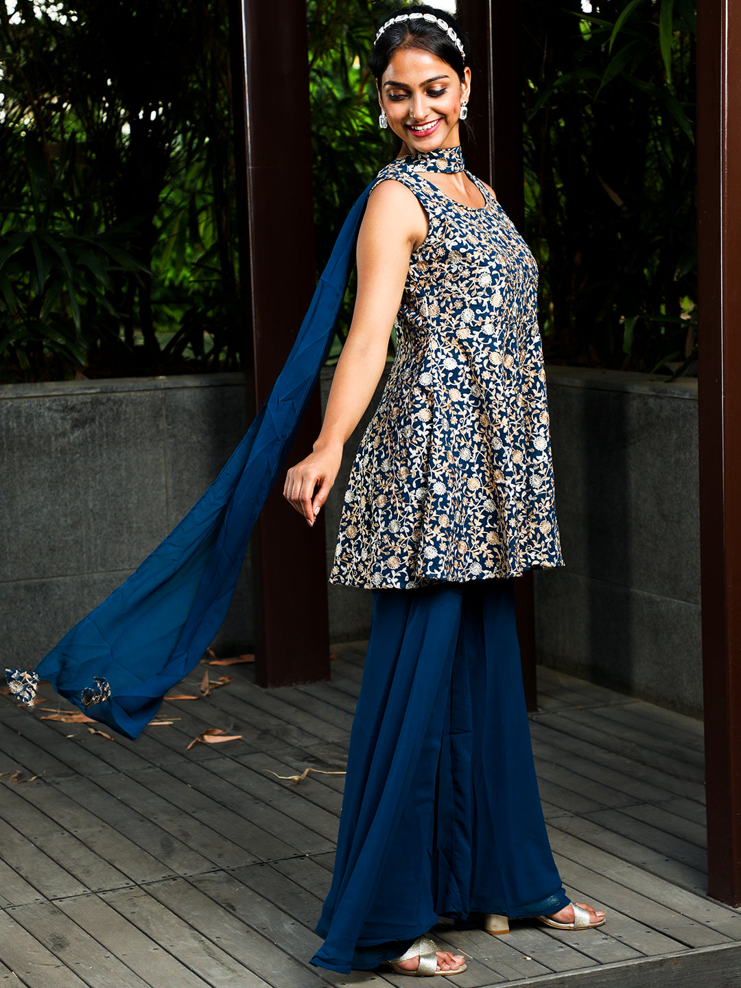 Blue Kurta Sharara With Dupatta