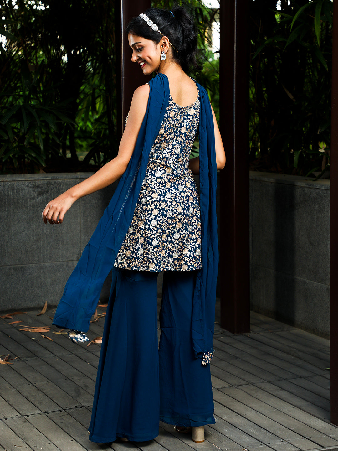 Blue Kurta Sharara With Dupatta