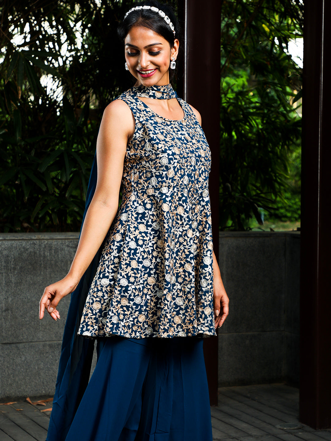 Blue Kurta Sharara With Dupatta