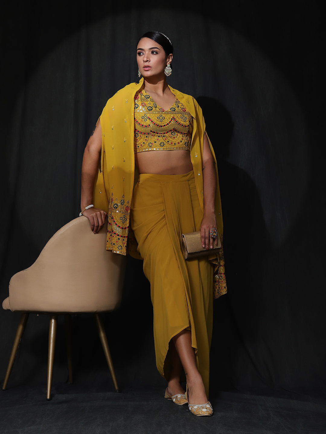 Yellow Embroidered Co-Ords Set