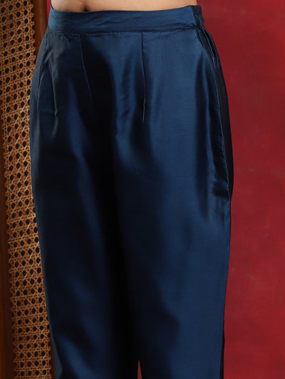 Blue Woven Designed Kurta Pant With Dupatta