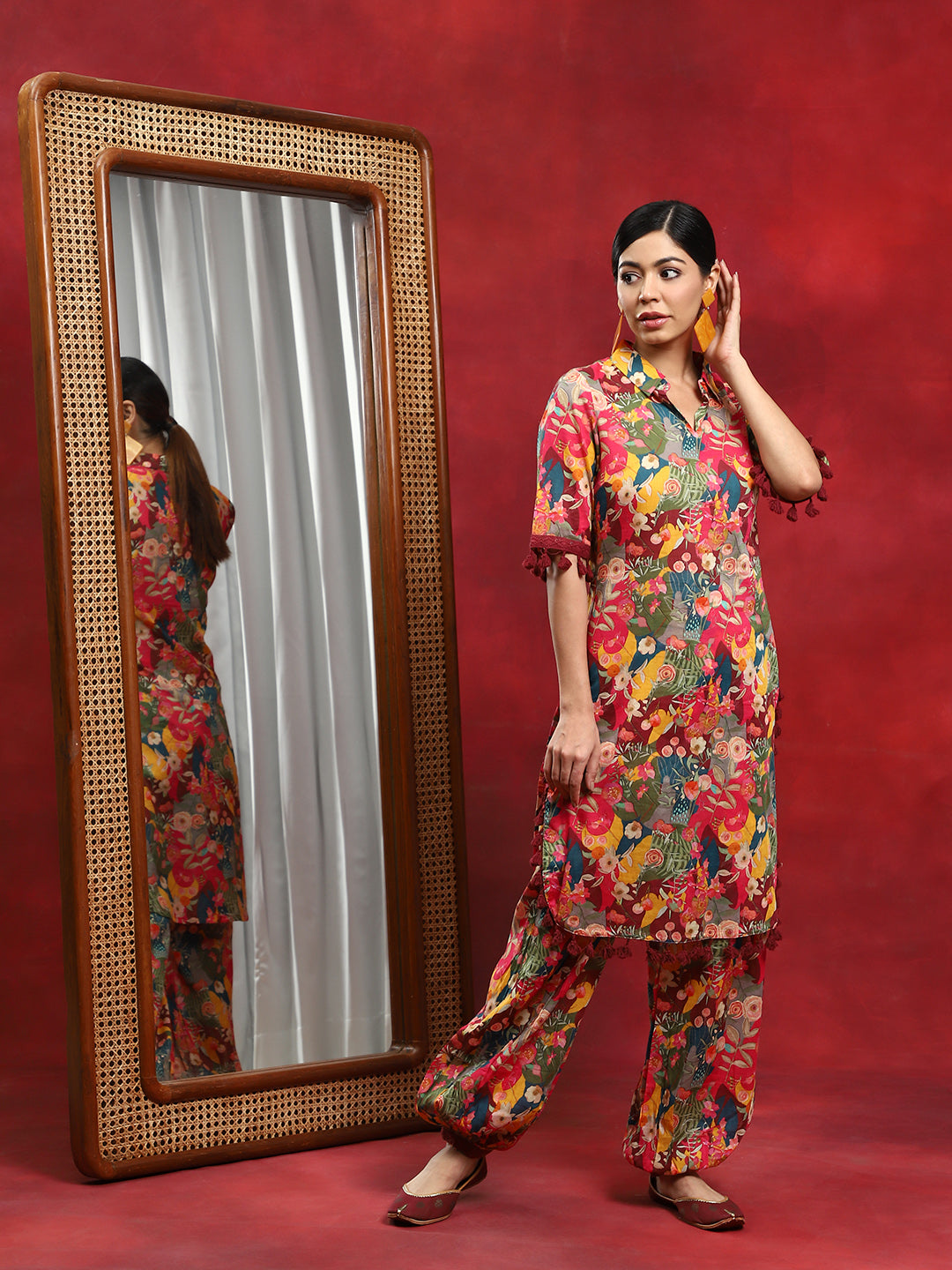 Multicolor Floral Printed Pakistani Kurta With Salwar