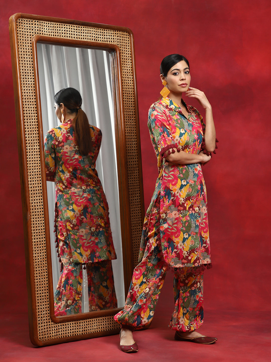 Multicolor Floral Printed Pakistani Kurta With Salwar