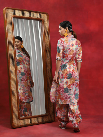 Multicolor Floral Printed Pakistani Kurta With Salwar