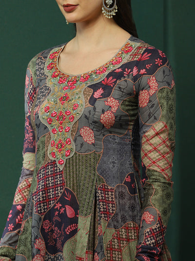 Floral Print Kurta Sharara With Dupatta