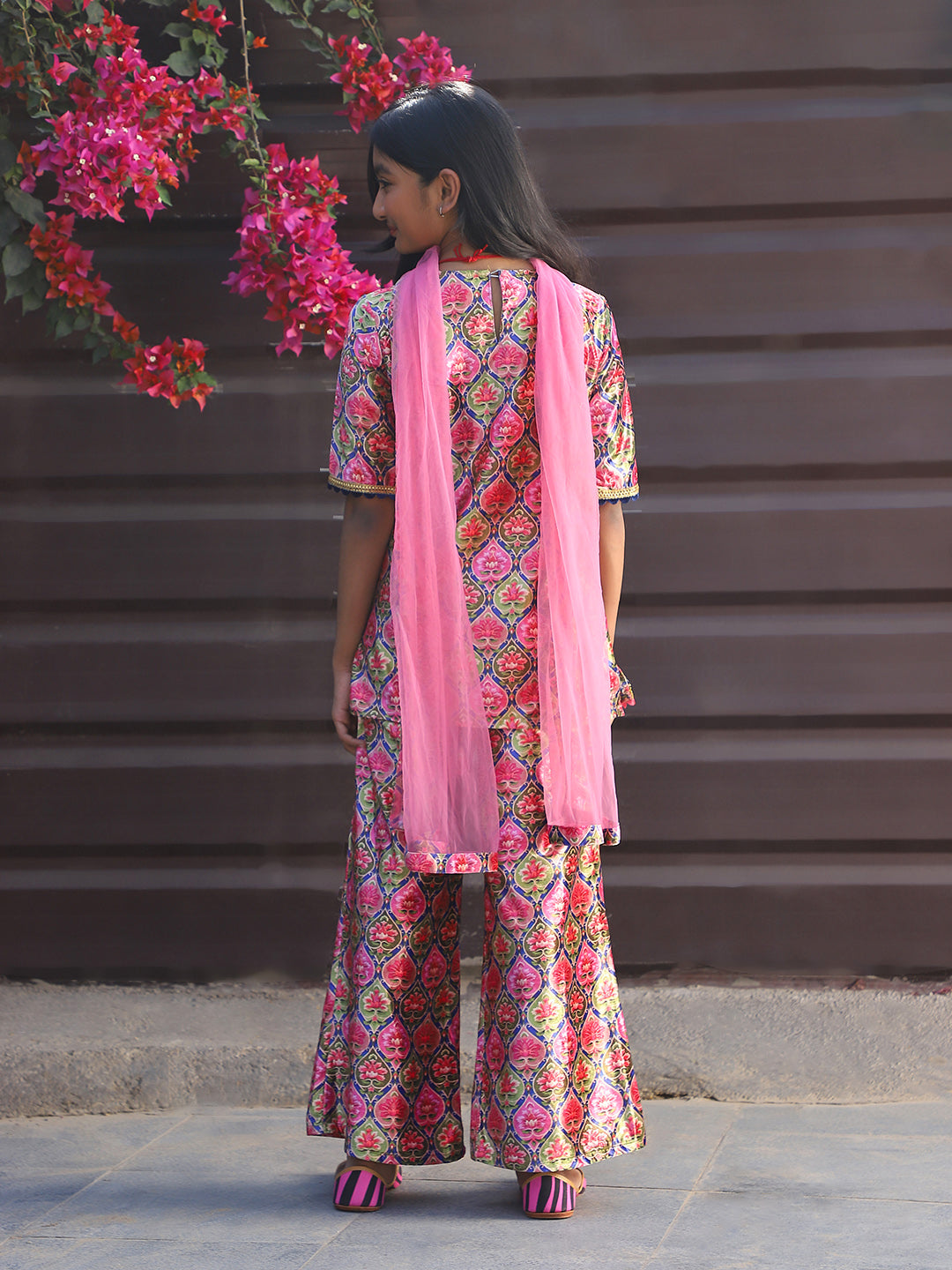 Pink Color velvet Kurta Set with Dupatta