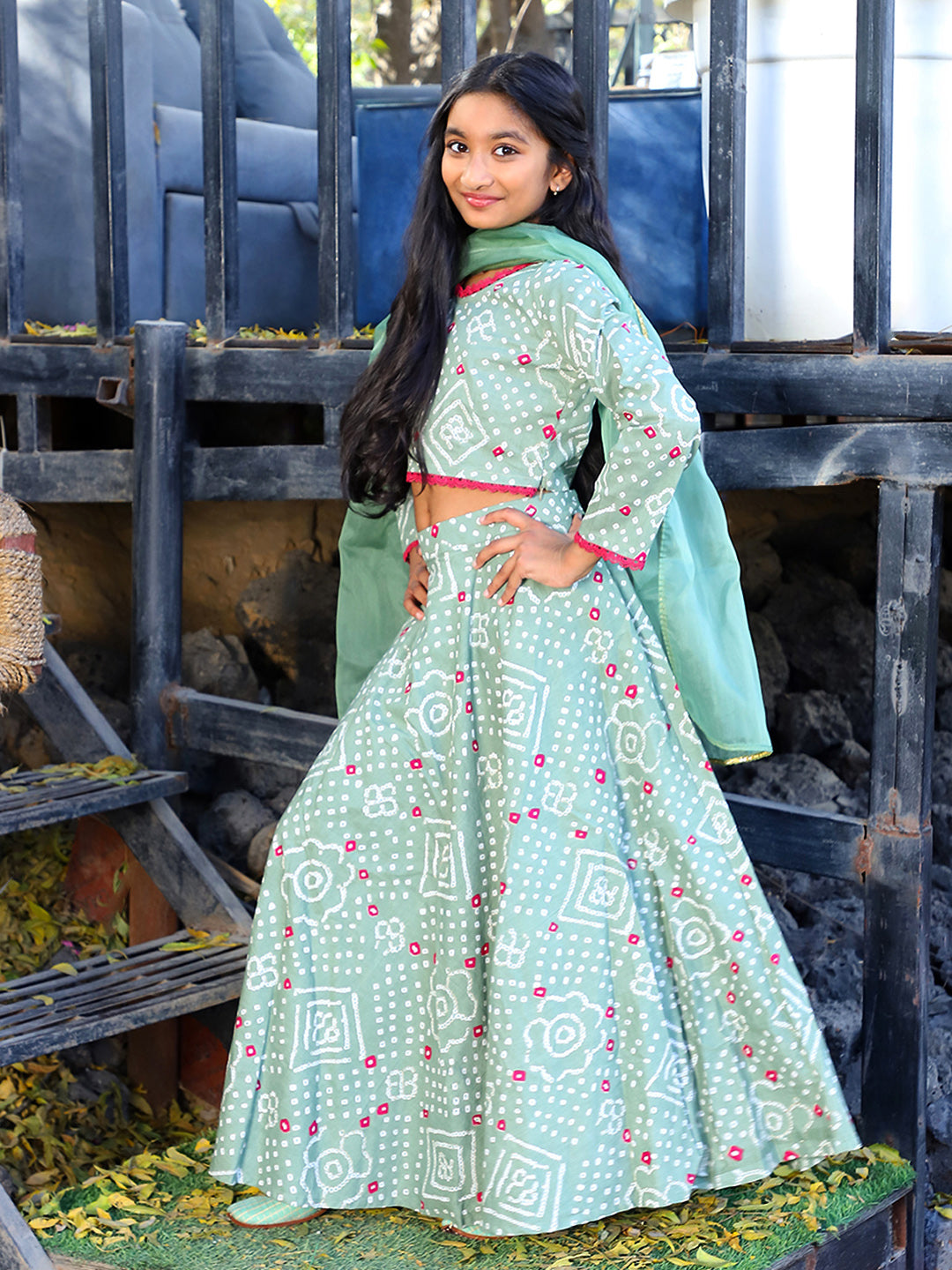 Mint bandhani Lehenga Choli