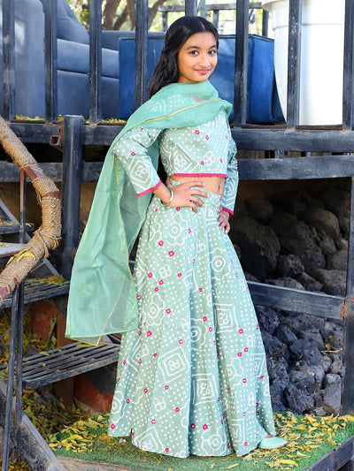 Mint bandhani Lehenga Choli