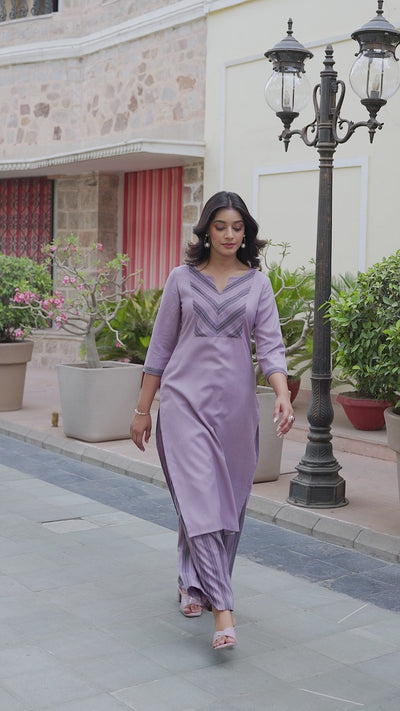 Purple yard Dyed Kurta Set