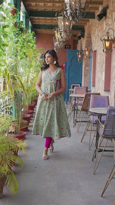 Mint Green angrakha anarkali