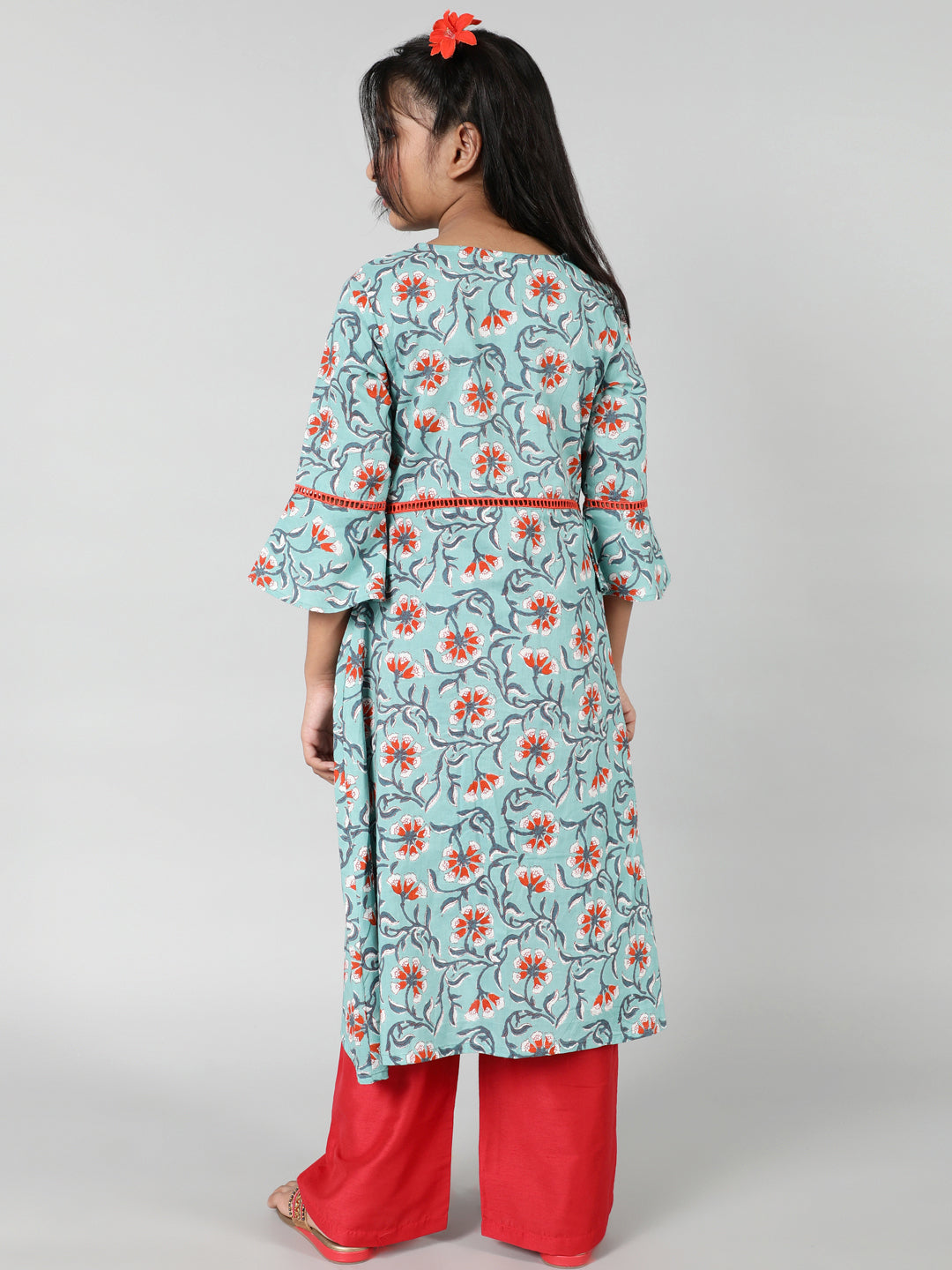 Green Floral Print Kurta