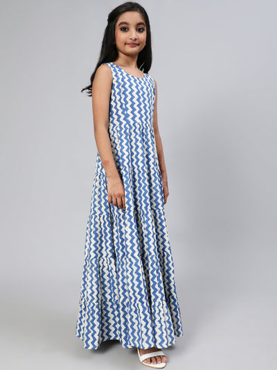 Blue Tiered Maxi Dress