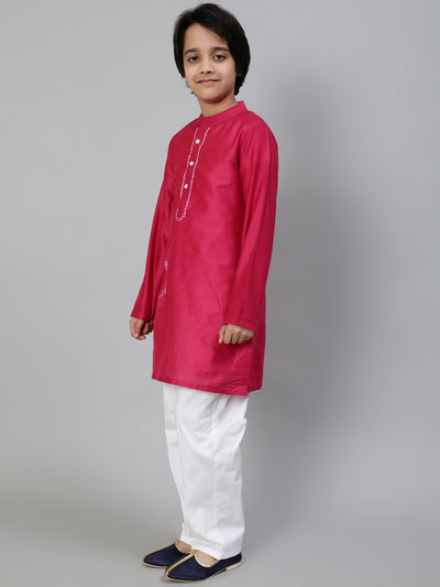 Magenta Embroidered Kurta