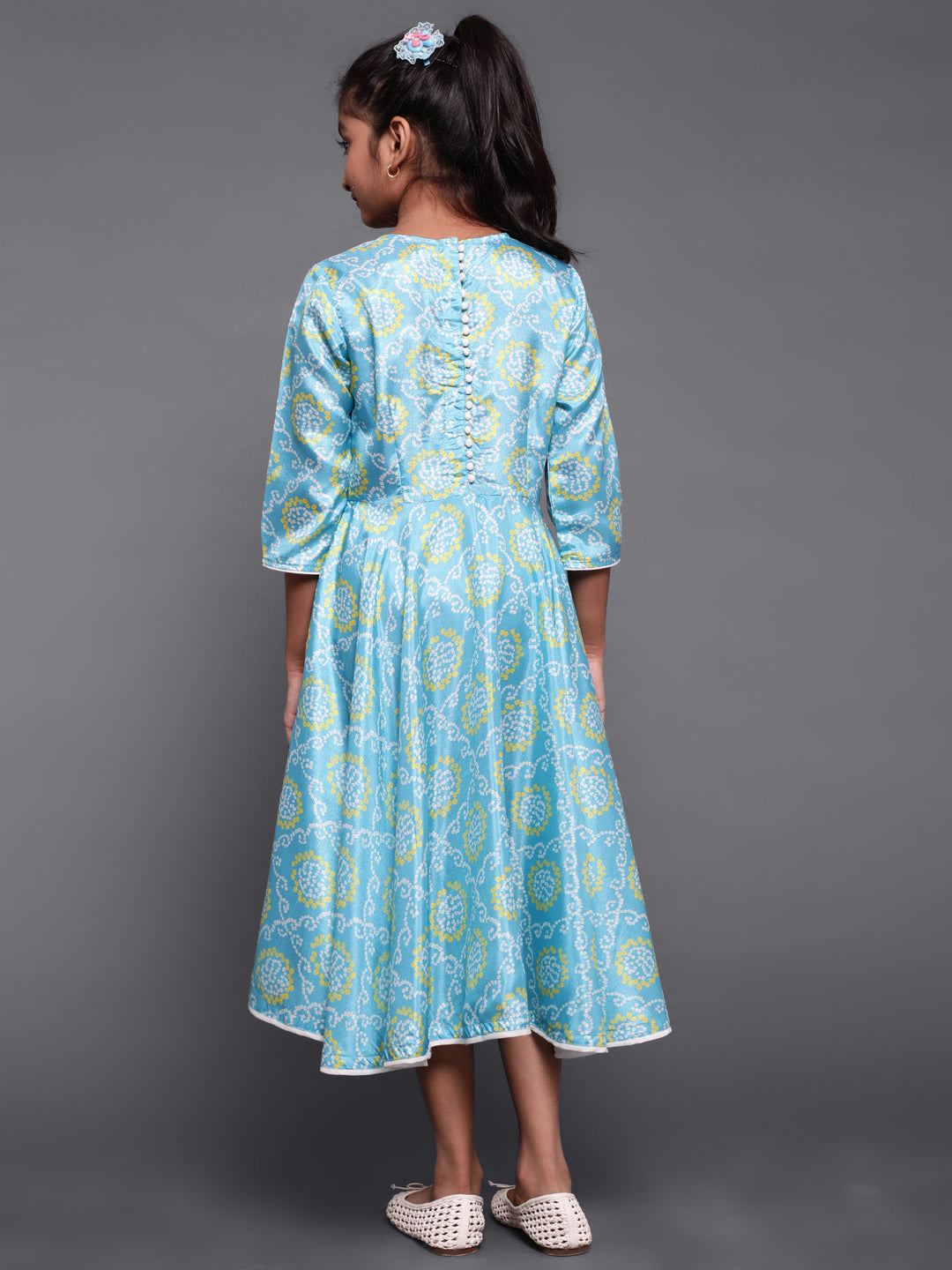 Mother Daughter Combo-Blue Bandhani Print Anarkali