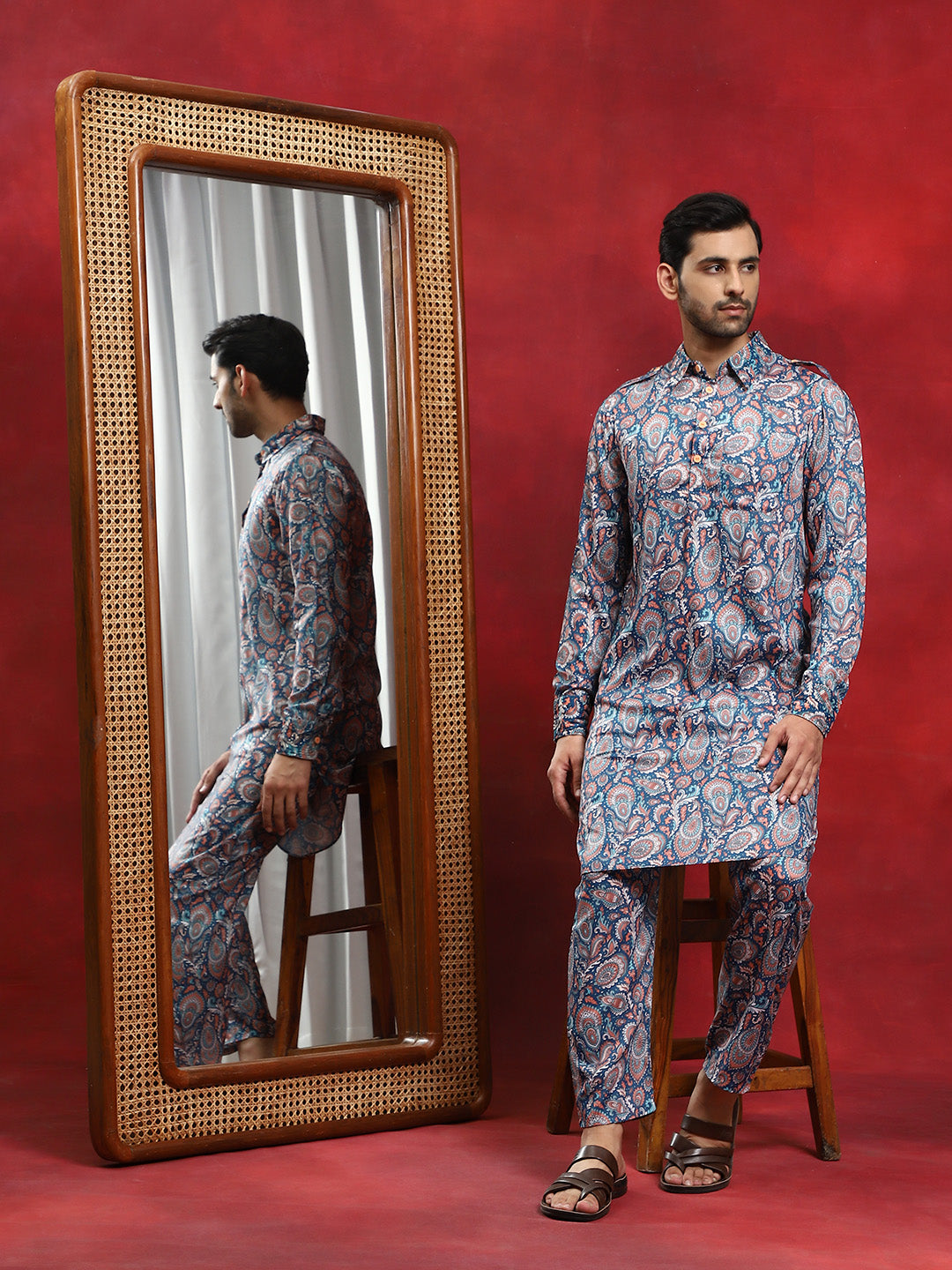 Blue Persian Motifs Couple Combo Set