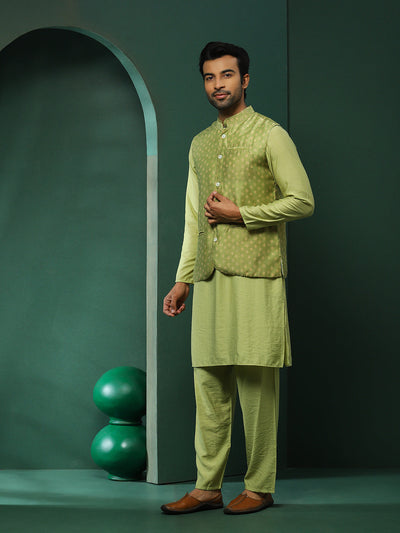 Green Ethnic Motifs Couple Combo Set