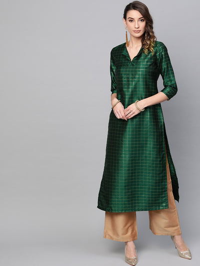 Green Checked Kurta