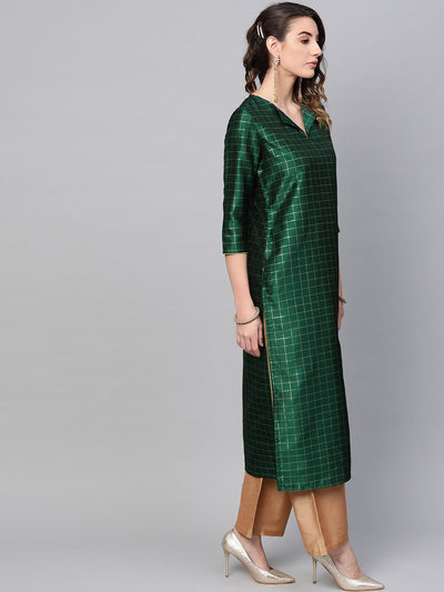 Green Checked Kurta