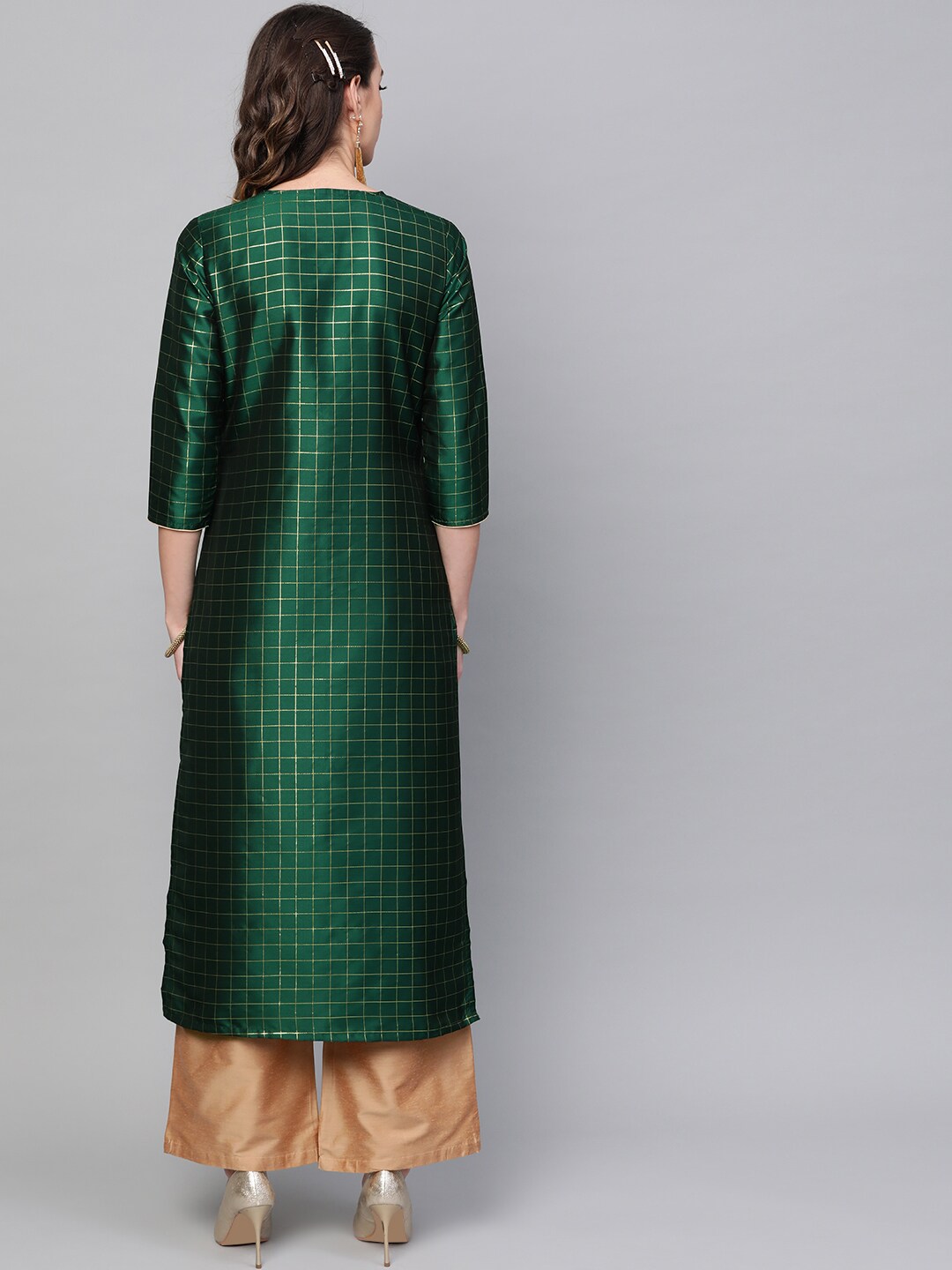 Green Checked Kurta