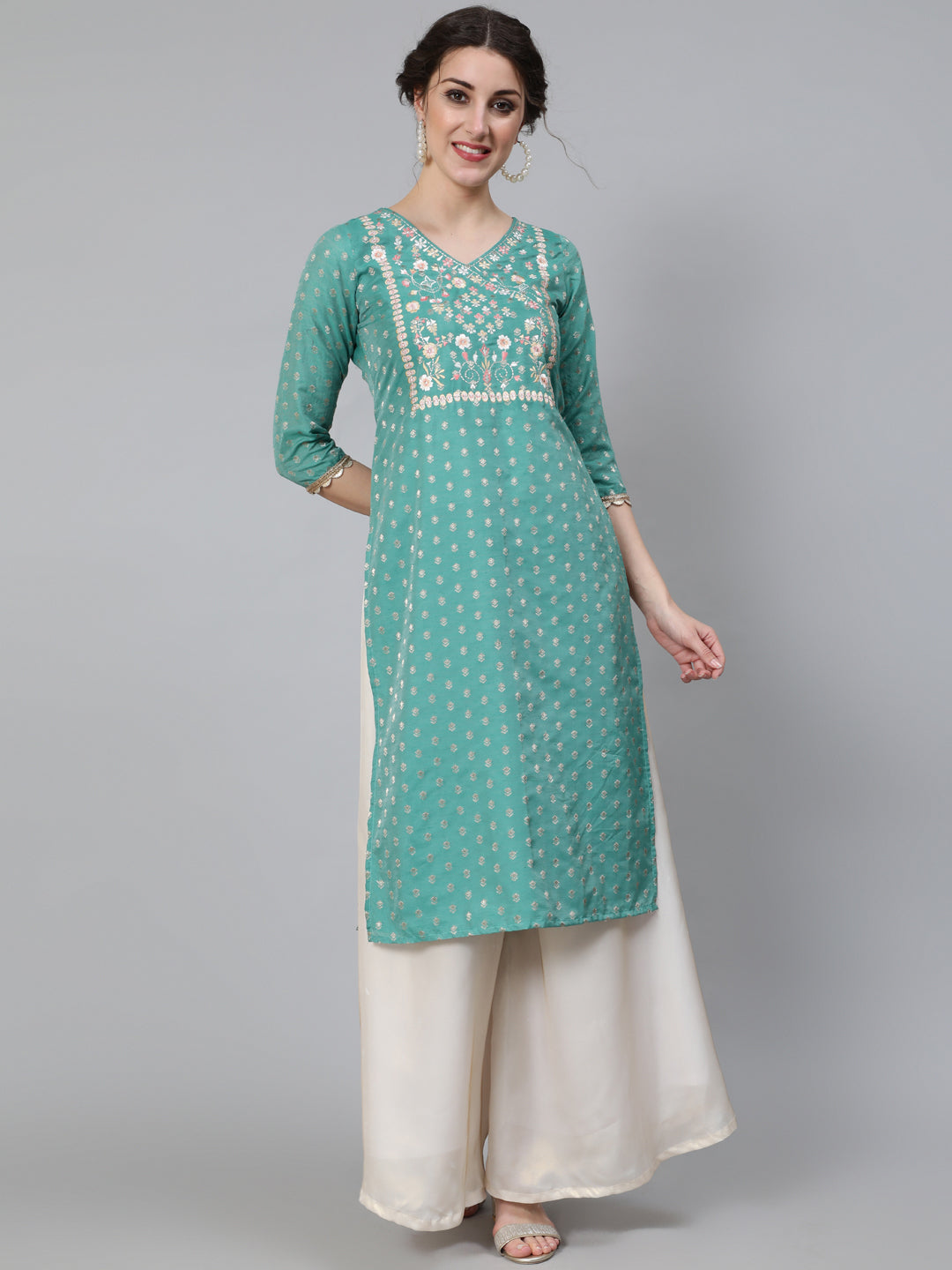 Green Embroidered Kurta