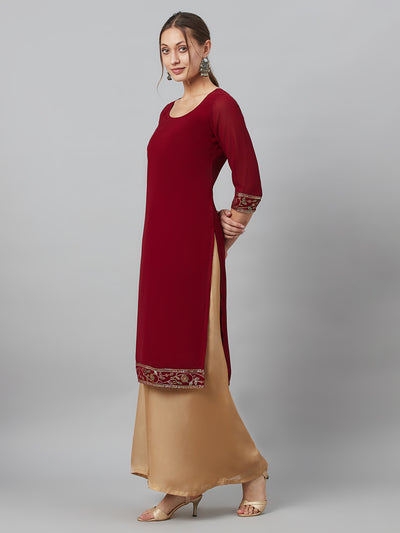 Maroon Kurta With Border Details